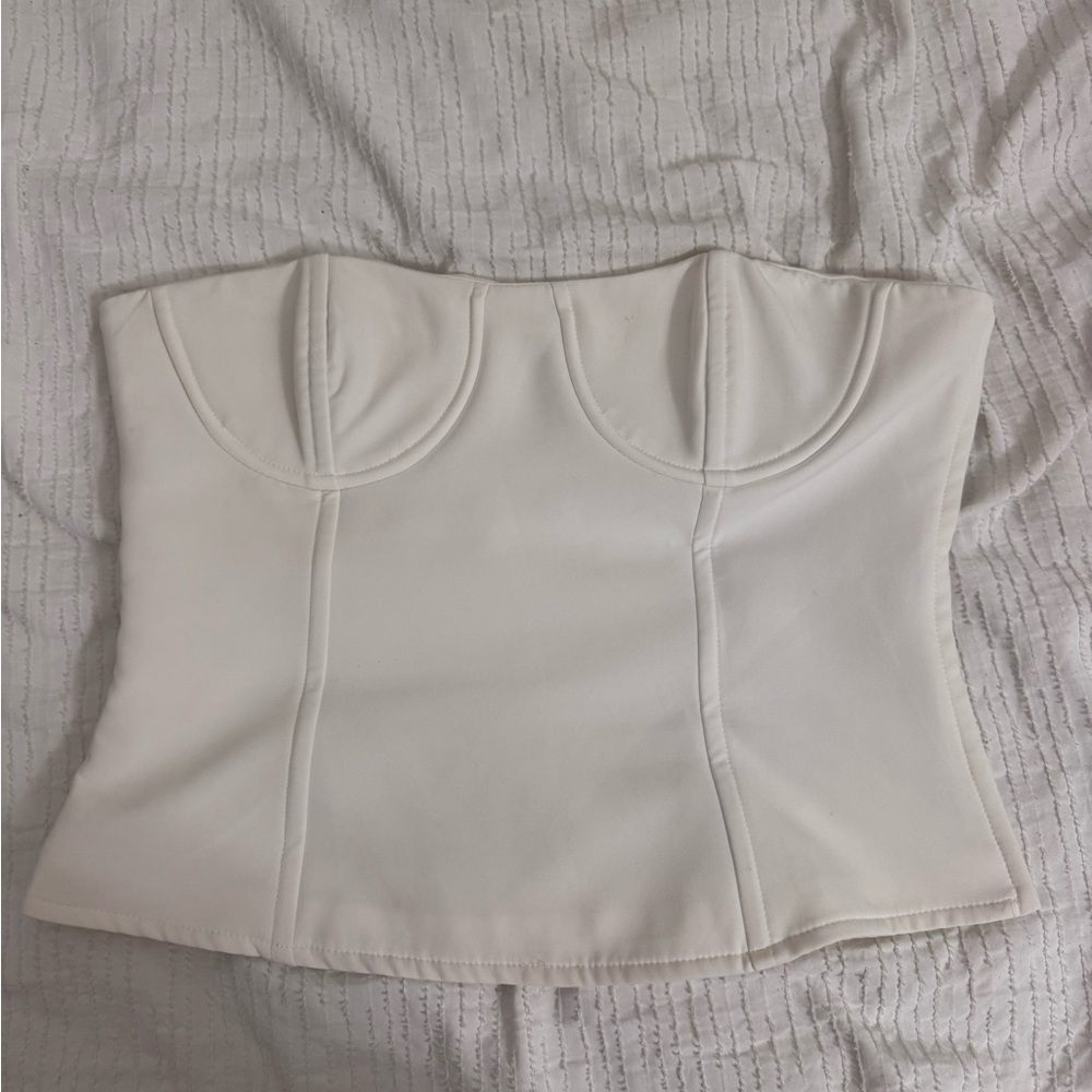 La Hearts Cream Bustier Top
